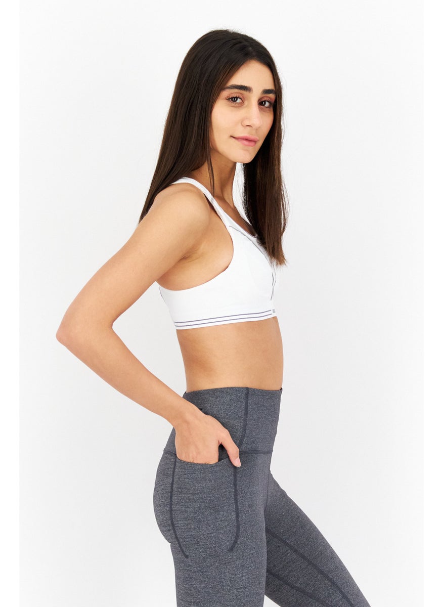 Shock Absorber - Women Mesh Non Padded Ultimate Running Sports Bra, White - Image 1