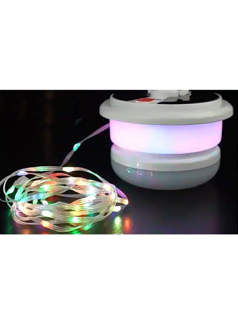 A multi-mode lamp with integrated RGB colored light strings that can be folded and concealed inside the lamp. - Image 2