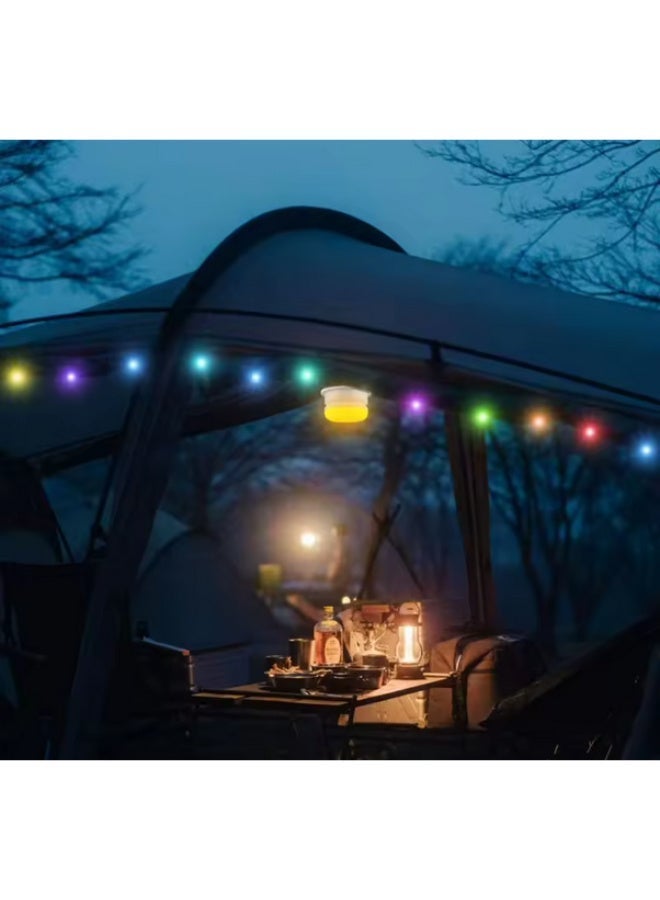 A multi-mode lamp with integrated RGB colored light strings that can be folded and concealed inside the lamp. - Image 5