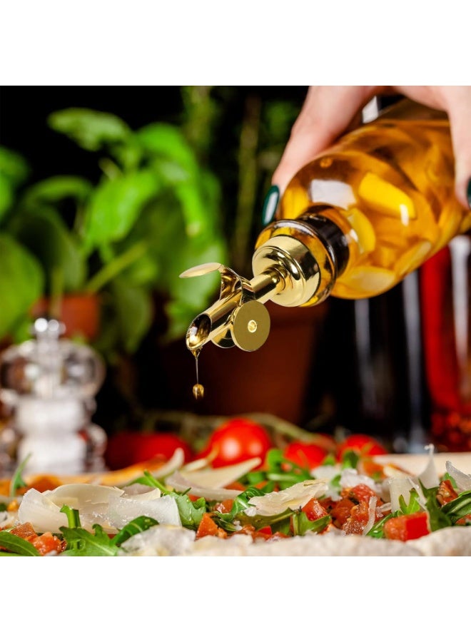 HZYH 2 Pcs Stainless Steel Pourers with Automatic Spout, Wine Bottle Pourers, Olive Oil, Vinegar, Automatic Opening and Closing Spout, Easy to Use and Clean, Gold - Image 5