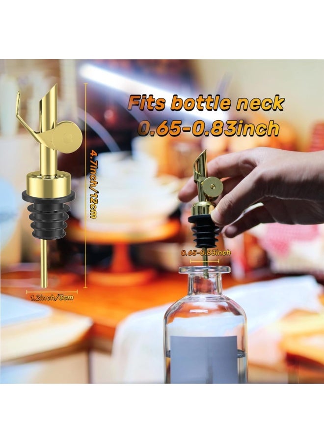 HZYH 2 Pcs Stainless Steel Pourers with Automatic Spout, Wine Bottle Pourers, Olive Oil, Vinegar, Automatic Opening and Closing Spout, Easy to Use and Clean, Gold - Image 2