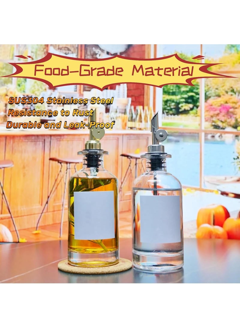 HZYH 2 Pcs Stainless Steel Pourers with Automatic Spout, Wine Bottle Pourers, Olive Oil, Vinegar, Automatic Opening and Closing Spout, Easy to Use and Clean, Gold - Image 3