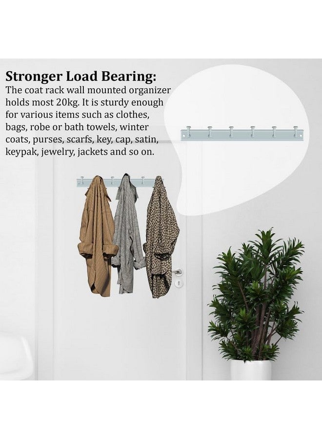 Caneuf Metal 6 Hook Door/Wall Cloth Hanger with Screws for Bathroom Kitchen (Pack of 4), White - Image 3