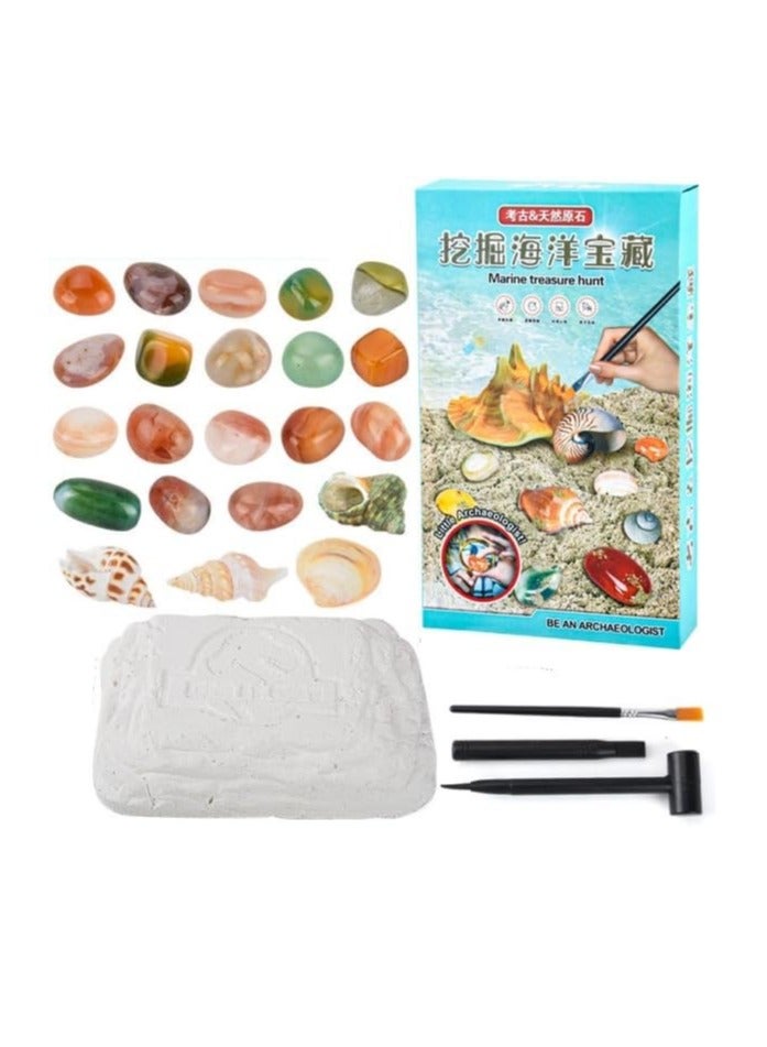 FengSVMA Dig Kits for Kid, Kids STEM Toys Science Kits Educational Toys for 6 7 8 9 10-12 Years Old Boys Girls, Dig It up 19 Real Gems & Sea Shells  - Image 1