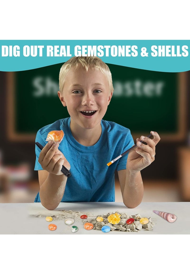 FengSVMA Dig Kits for Kid, Kids STEM Toys Science Kits Educational Toys for 6 7 8 9 10-12 Years Old Boys Girls, Dig It up 19 Real Gems & Sea Shells  - Image 5