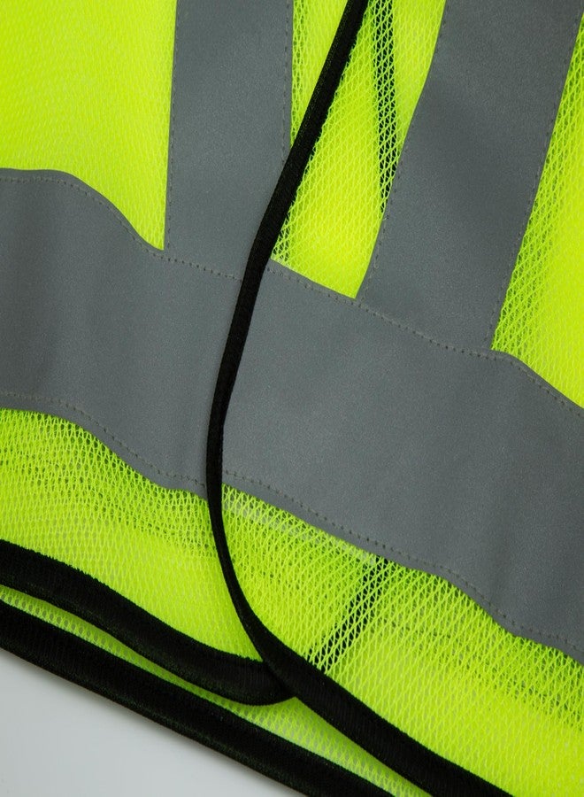 YOA High-Visibility Fluorescent Yellow Reflective Safety Vest - Breathable Mesh Construction for Work/Traffic/Outdoor - Image 3