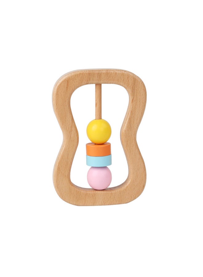 Wooden Rattle Four-piece Set Newborn Baby Orff Musical Instrument Infant Hand-held Rattle Early Education Grasping Toy-Color:Curved Hand Bell - Image 1