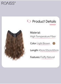 roaiss V-Shaped Light Brown Hair Extensions, One Piece Wavy Hair Extension with 4 Clips, Heat Resistant Synthetic Hairpiece for Women Girls  - Image 3