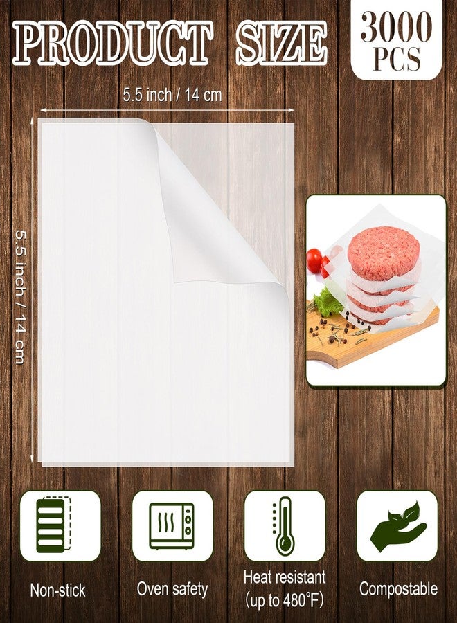 LOYIM 3000 Pcs Hamburger Patty Paper Squares 5.5"x5.5" Food Paper Sheets Non-stick Patty Squares Hamburger Sheets Press for Food Business Restaurant Shop Preparing Burgers and Patties Bakings - Image 2