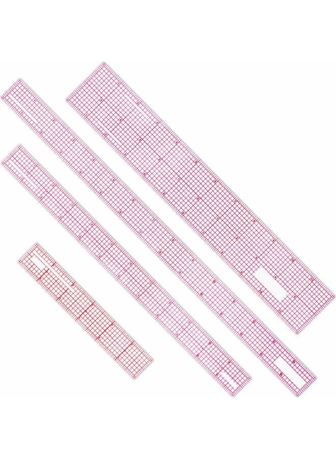 Pelopy 4-Piece Clear Plastic Ruler Set: 6 Inch, 12 Inch, 15 Inch Transparent Grid Rulers with Red Scale - Image 1