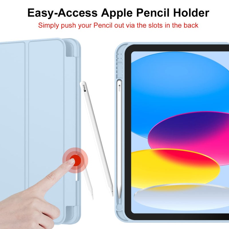 iMieet iPad (A16) Case 11th Gen/iPad 10th Generation Case [11-Inch 2025/10.9 Inch 2022] with Pencil Holder, Trifold Stand Smart Cover with Soft TPU Back,Auto Wake/Sleep(Sky Blue) - Image 5