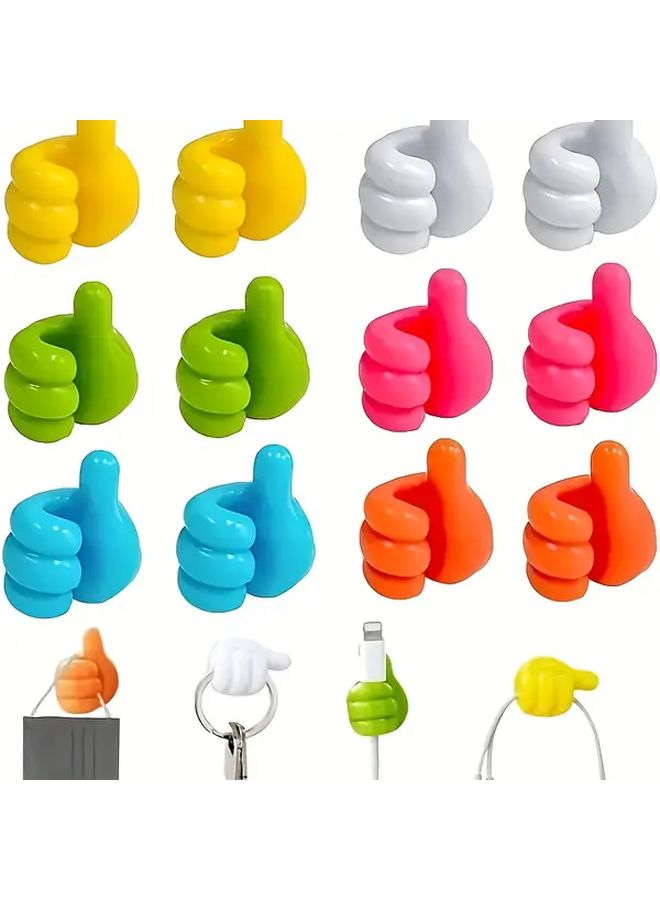 10 Pcs Mixed Color Thumb Wall Hooks Glossy Nail Free Adhesive for Dormitory Kitchen Bedroom - Image 1