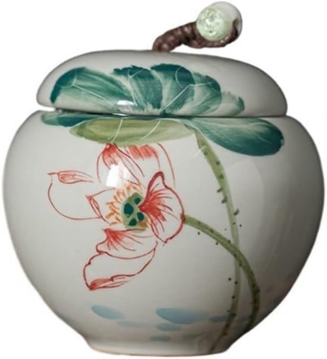 Kitchen Container Hand Painted Sealed Tea Canister Small Portable Ceramic Travel Storage Tea Container For Loose Tea(Multi-colored) - Image 1