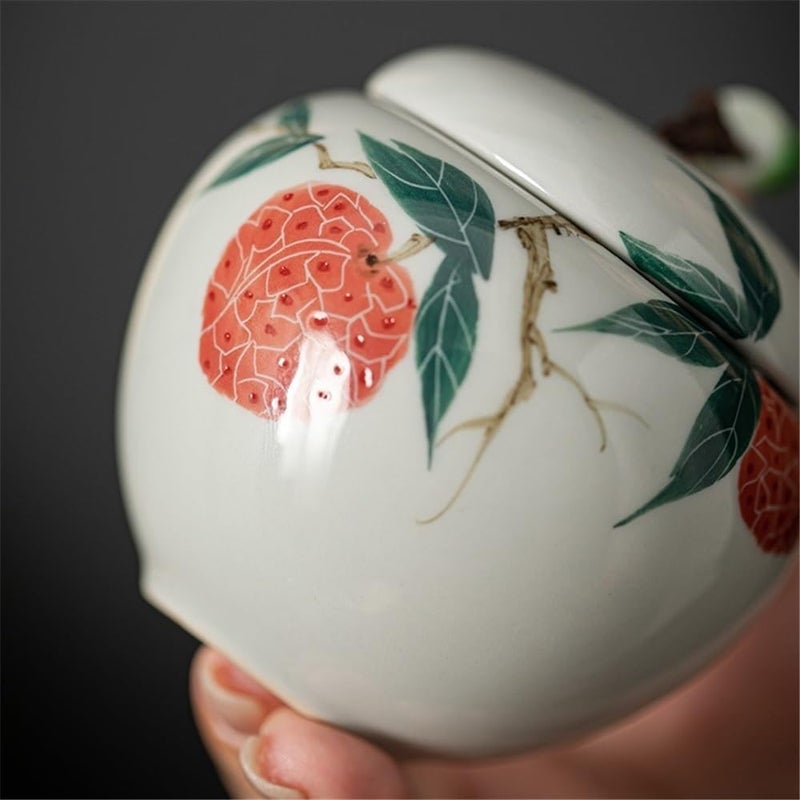 Kitchen Container Hand Painted Sealed Tea Canister Small Portable Ceramic Travel Storage Tea Container For Loose Tea(Multi-colored) - Image 4
