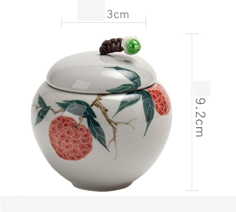 Kitchen Container Hand Painted Sealed Tea Canister Small Portable Ceramic Travel Storage Tea Container For Loose Tea(Multi-colored) - Image 2