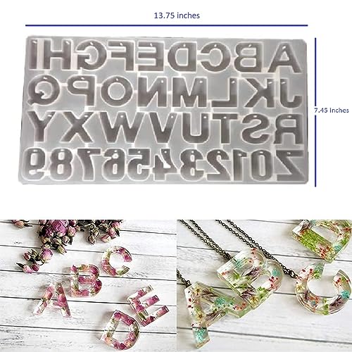 eS³kube Silicone 3D Reverse Resin for Big Alphabets & Numbers (Approx 7.45 x 13.55 inch), Resin for DIY Creative Art, Reusable Epoxy mould for Keychain Pendant Ear-Ring Chocolate Cake (Mould with Hole for Key-Ring) - 1 pc - Image 2