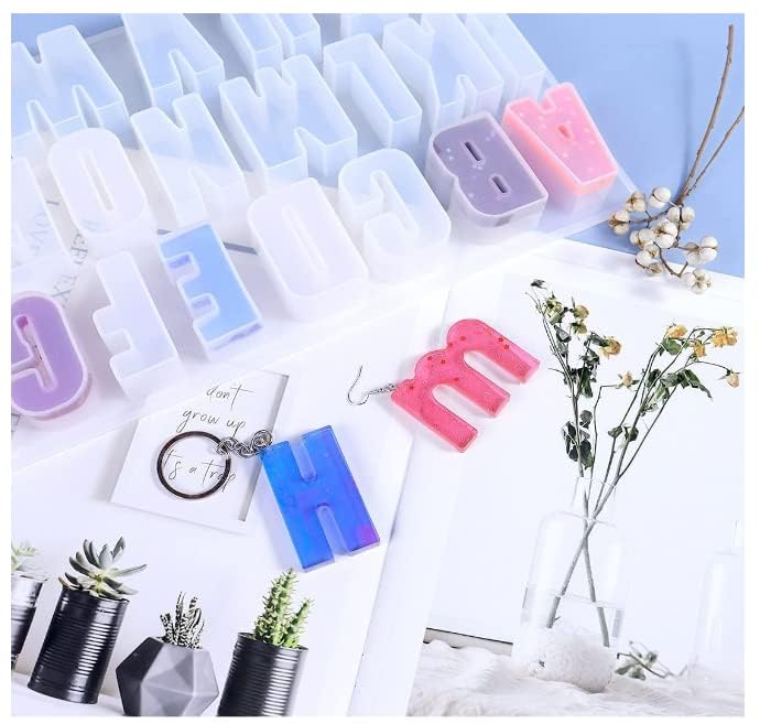 eS³kube Silicone 3D Reverse Resin for Big Alphabets & Numbers (Approx 7.45 x 13.55 inch), Resin for DIY Creative Art, Reusable Epoxy mould for Keychain Pendant Ear-Ring Chocolate Cake (Mould with Hole for Key-Ring) - 1 pc - Image 4