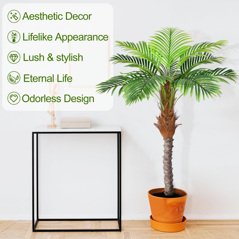 Keeplush 5ft Artificial Phoenix Palm Tree for Outdoor Indoor Decor, Faux Coconut Silk Palm Tree Tropical Fake Tree Plant for Outside Patio Indoor Home Office Bathroom Pool Coastal Decor (Set of 2) - Image 3