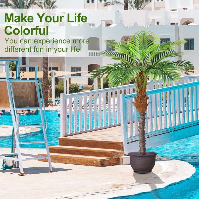 Keeplush 5ft Artificial Phoenix Palm Tree for Outdoor Indoor Decor, Faux Coconut Silk Palm Tree Tropical Fake Tree Plant for Outside Patio Indoor Home Office Bathroom Pool Coastal Decor (Set of 2) - Image 5