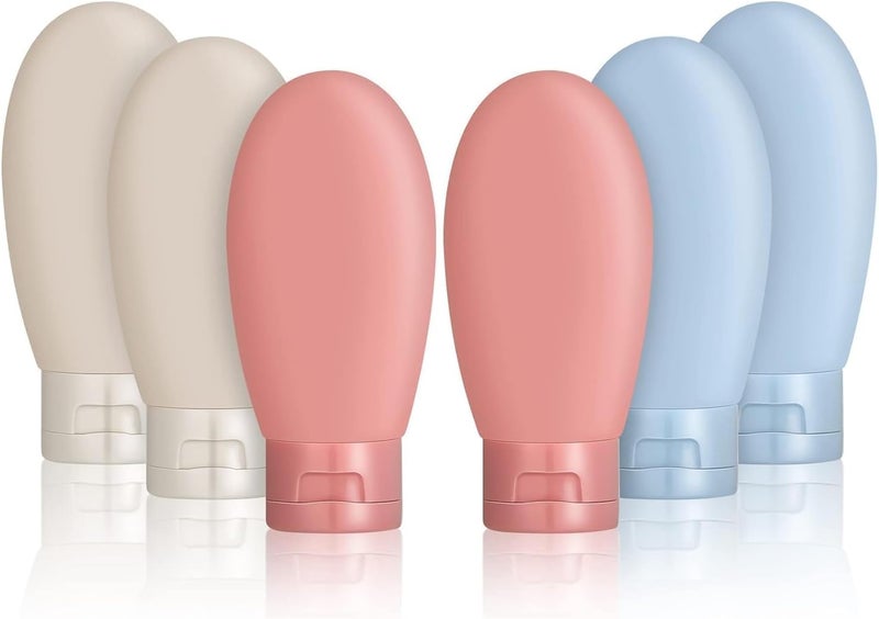 VERAT 6 Pieces Travel Bottles for Toiletries Refillable Plastic Travel Containers Dispenser with Lid Small Leak Proof Empty Squeeze Bottles Kit for Toiletries, Cream, Shampoo Cosmetic Storage Box - Image 1