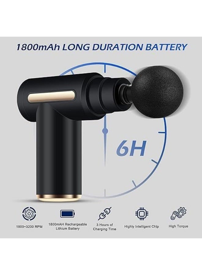 جهاز تدليك عضلات صغير مسدس محمول هادئ  يحتوي على 6 سرعات و4 رؤوس تدليك، مزود بمنفذ شحن USB-C، لتدليك اليد، الساق، الرقبة والكتف ( اسود ) - Image 4