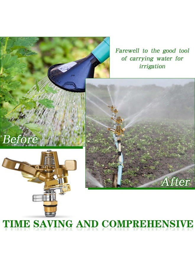 Ferraycle 1/2 Inch Brass Impact Sprinkler Head Heavy Duty Sprinkler Head with Nozzles Adjustable 0-360 Degrees Impulse Sprinkler Head Lawn Watering Sprinkler for Yard Irrigation(3 Pieces) - Image 2