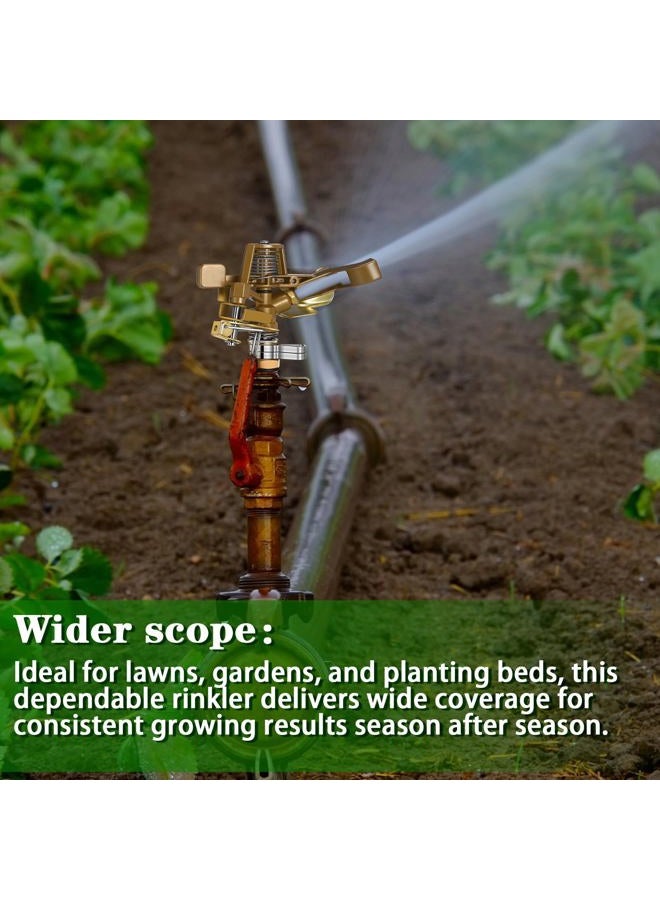 Ferraycle 1/2 Inch Brass Impact Sprinkler Head Heavy Duty Sprinkler Head with Nozzles Adjustable 0-360 Degrees Impulse Sprinkler Head Lawn Watering Sprinkler for Yard Irrigation(3 Pieces) - Image 5