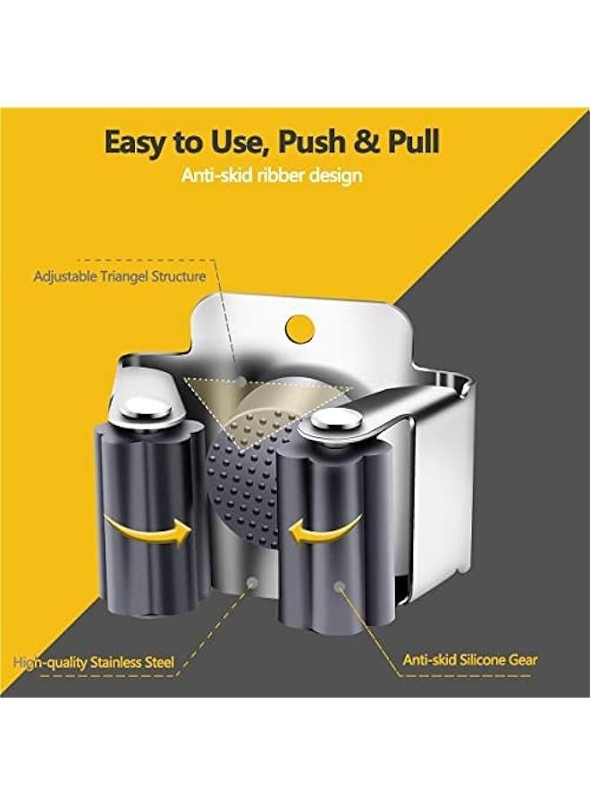 10 Pack Broom Holder Wall Mount, Mop and Broom Holder Wall Mount, Stainless Steel Command Broom Holder with Screws, Garden Tool Storage Organizer for Kitchen, Home, Bathroom, Garage, Grey - Image 3