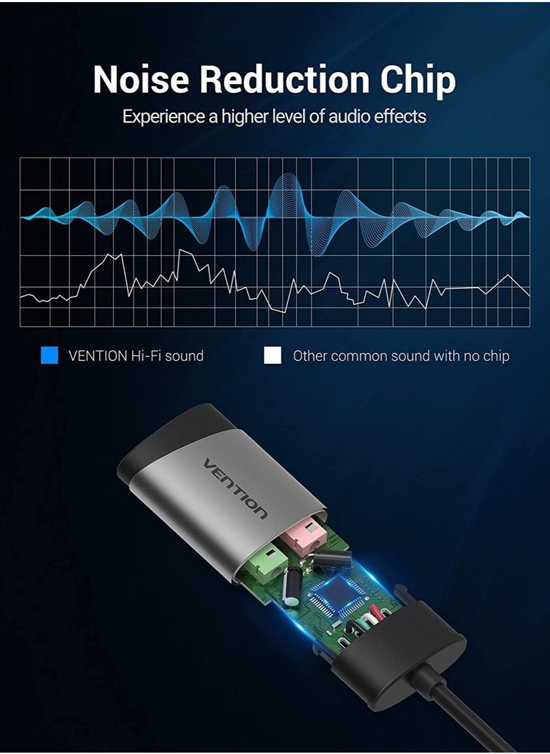 VENTION - VENTION USB External Sound Card to 3.5mm Audio Jack Adapter Headphone and Microphone for Windows,MAC,Linux,Laptop,Desktops,PS5 - Image 1