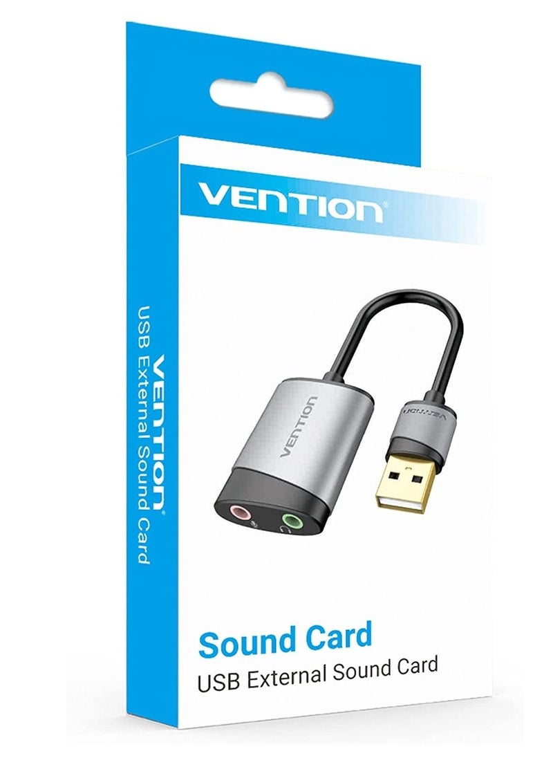 VENTION - VENTION USB External Sound Card to 3.5mm Audio Jack Adapter Headphone and Microphone for Windows,MAC,Linux,Laptop,Desktops,PS5 - Image 1