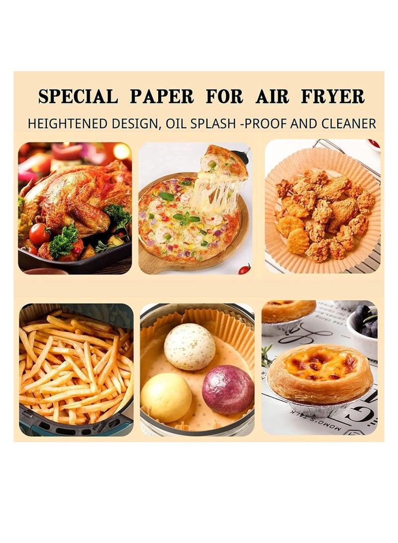 Meetion Air Fryer Paper Liners, 100PCS Non-stick Disposable Liners, Baking Paper for Air Fryer Oil-proof, Water-proof, Food Grade Parchment for Baking Roasting Microwave [100Pcs-7.9 inch / 20cm] - Image 5