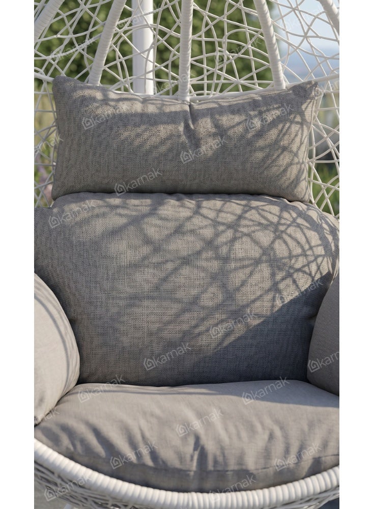 Karnak Samaira Hanging Swing Chair Wicker Egg Chair with Stand Outdoor Balcony Garden FurnitureKarnak Samaira Hanging Swing Chair Wicker Egg Chair with Stand Outdoor Balcony Garden Furniture (White) - Image 4