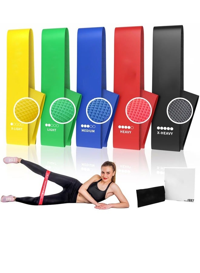 Generic Resistance Loop Bands, Exercise bands Set of 5 Rubber Latex Anti-Slip Resistance Band for Workout Stretching Physical Therapy Yoga with carrying Bag  - Image 1