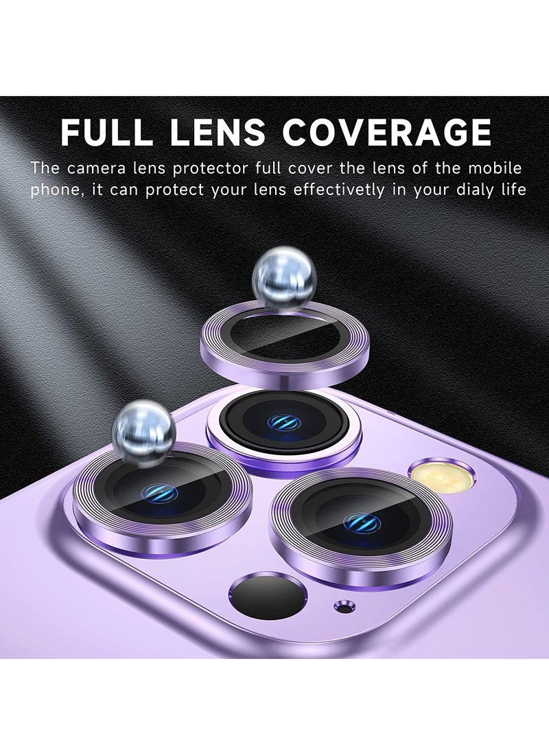 ELTRAZONE for iPhone 14 Pro - iPhone 14 Pro Max Camera Lens Protector, 9H Tempered Glass Camera Cover Screen Protector Metal Individual Ring for iPhone 14Pro 6.1 inch iPhone 14 ProMax 6.7 inch (Light Purple) - Image 2