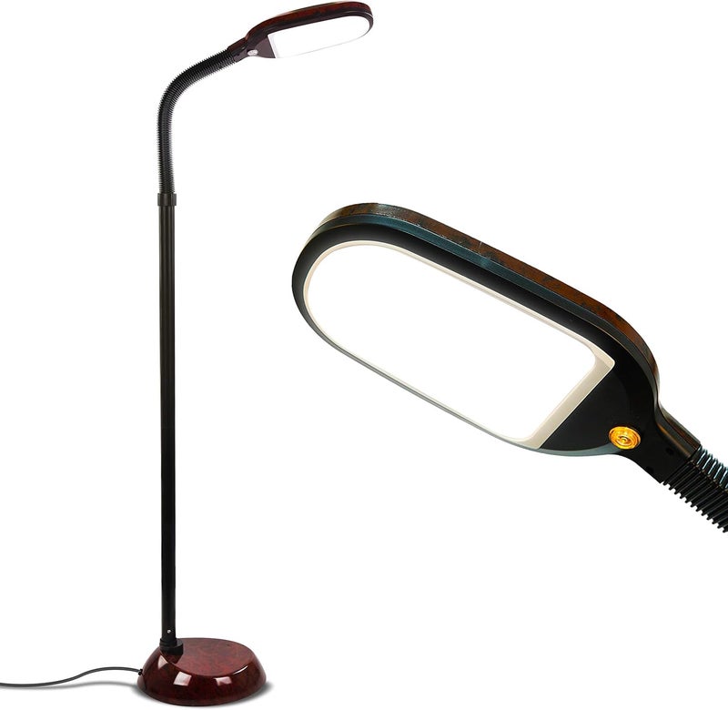brightech Litespan - Bright LED Floor Reading Lamp for Over Chair Crafts and Reading, Estheticians' Light for Lash Extensions, Adjustable Standing Lamp for Living Room, Bedroom, Office - Havana Brown - Image 1