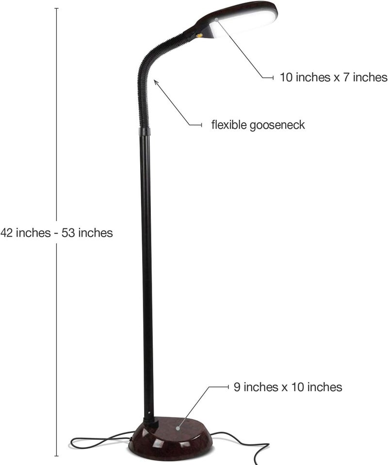 brightech Litespan - Bright LED Floor Reading Lamp for Over Chair Crafts and Reading, Estheticians' Light for Lash Extensions, Adjustable Standing Lamp for Living Room, Bedroom, Office - Havana Brown - Image 2