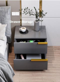 CityRiya-Long Nightstand, Bedside Table, Night Stand, Modern End Table, Bed Side Table, 50*42*60cm Small Dresser with Storage Drawers, Home Cabinet Desk, Nightstand Bedside Tables for Bedroom, Living Room  - Image 3