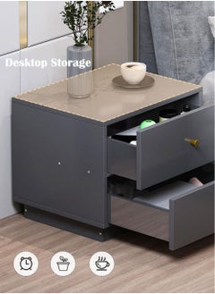 CityRiya-Long Nightstand, Bedside Table, Night Stand, Modern End Table, Bed Side Table, 50*42*60cm Small Dresser with Storage Drawers, Home Cabinet Desk, Nightstand Bedside Tables for Bedroom, Living Room  - Image 4