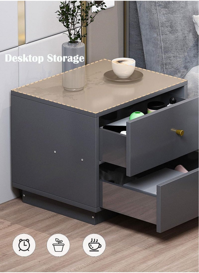 CityRiya-Long - Nightstand, Bedside Table, Night Stand, Modern End Table, Bed Side Table, 50*42*60cm Small Dresser with Storage Drawers, Home Cabinet Desk, Nightstand Bedside Tables for Bedroom, Living Room - Image 1
