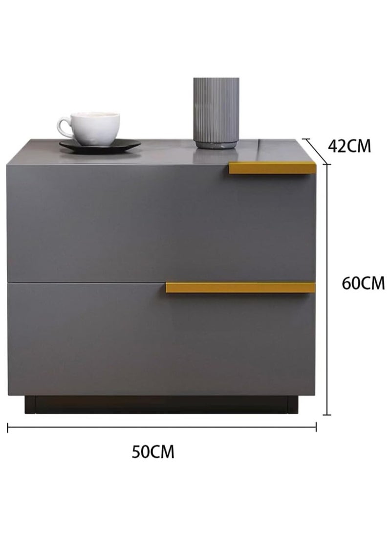 CityRiya-Long - Nightstand, Bedside Table, Night Stand, Modern End Table, Bed Side Table, 50*42*60cm Small Dresser with Storage Drawers, Home Cabinet Desk, Nightstand Bedside Tables for Bedroom, Living Room - Image 1