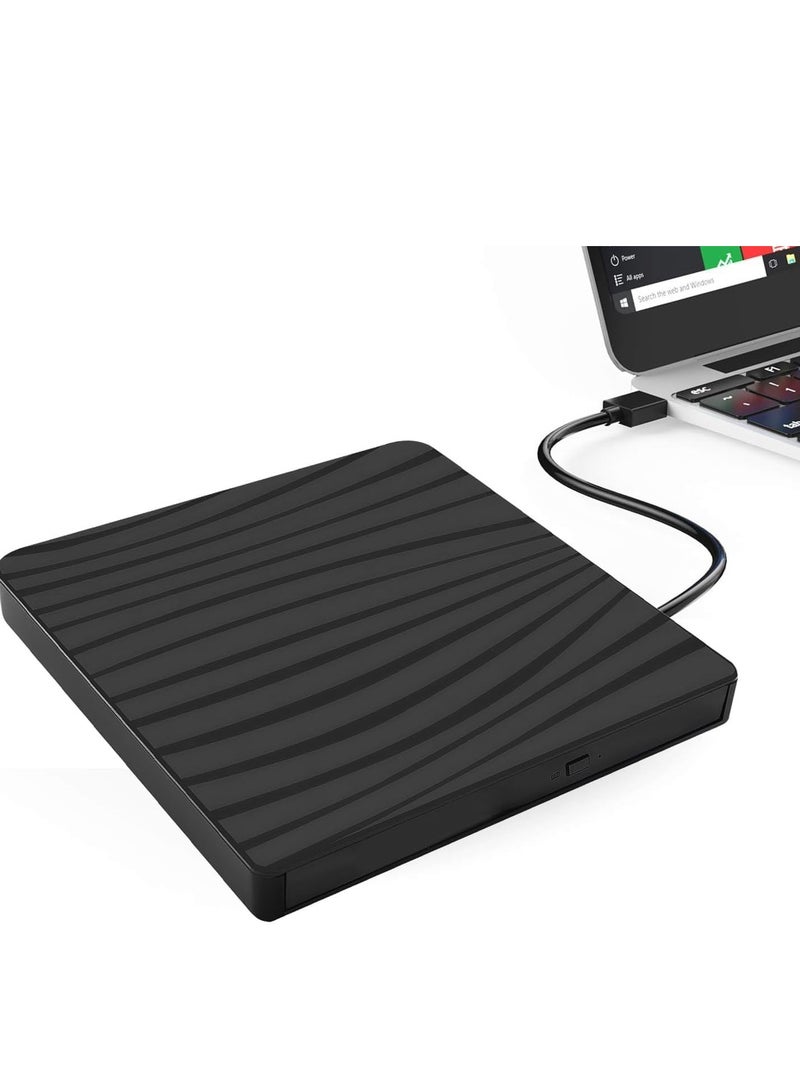 Captaintech External USB 3.0 Portable CD/DVD +/-RW Burner and Player for Laptops - Slot-in Drive Compatible with Windows, Mac OS, Linux, and Vista. - Image 1