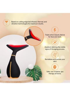 GLO24K UNLEASH THE POWER OF GOLD GLO24K Red Light Beauty Device for Face and Neck. Based on Triple Action L E D, Thermal, and Vibration Technologies.  - Image 2