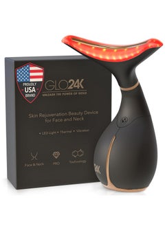GLO24K UNLEASH THE POWER OF GOLD GLO24K Red Light Beauty Device for Face and Neck. Based on Triple Action L E D, Thermal, and Vibration Technologies.  - Image 1