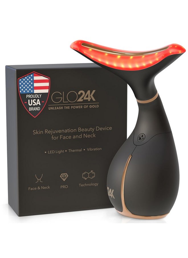 GLO24K UNLEASH THE POWER OF GOLD - GLO24K Red Light Beauty Device for Face and Neck. Based on Triple Action L E D, Thermal, and Vibration Technologies. - Image 1