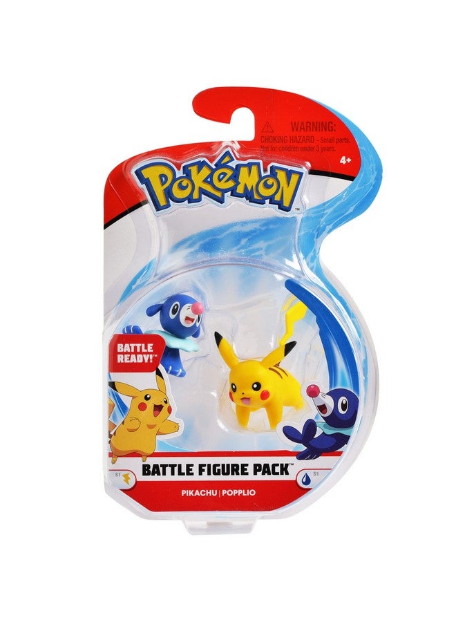 Pokemon 2 Inch Battle Action Figure 2-Pack, includes 2" Pikachu and 2" Popplio (95001) - Image 1