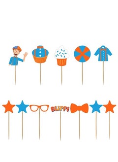 12PCS/Set Blippi Cake Toppers Decor, Cupcake Decoration for Kids Birthday Party