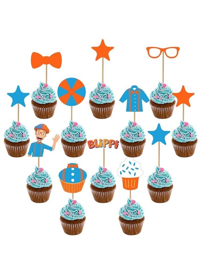 Gerenic - 12PCS/Set Blippi Cake Toppers Decor, Cupcake Decoration for Kids Birthday Party - Image 1