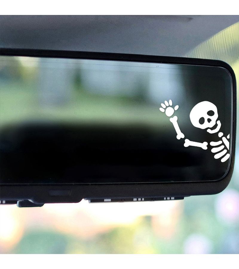 White Skull Pattern 2 Pack Car Side Window Sunshade Stickers Waterproof Scratch Resistant - Image 5
