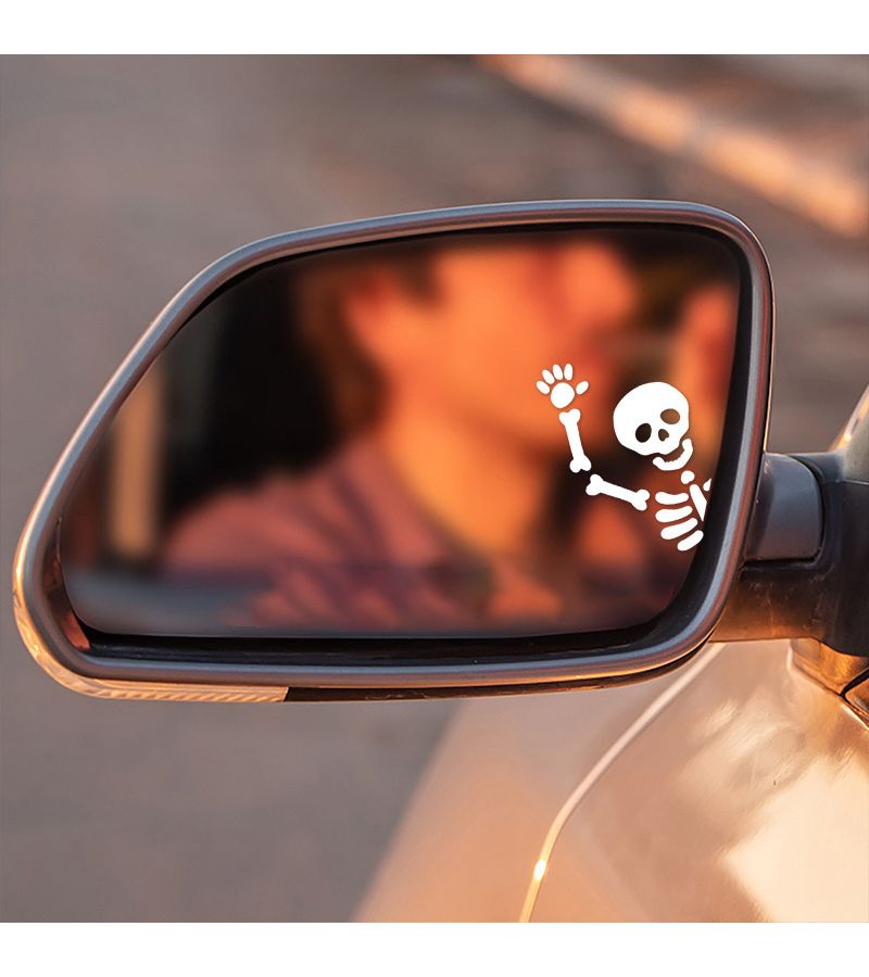 White Skull Pattern 2 Pack Car Side Window Sunshade Stickers Waterproof Scratch Resistant - Image 2