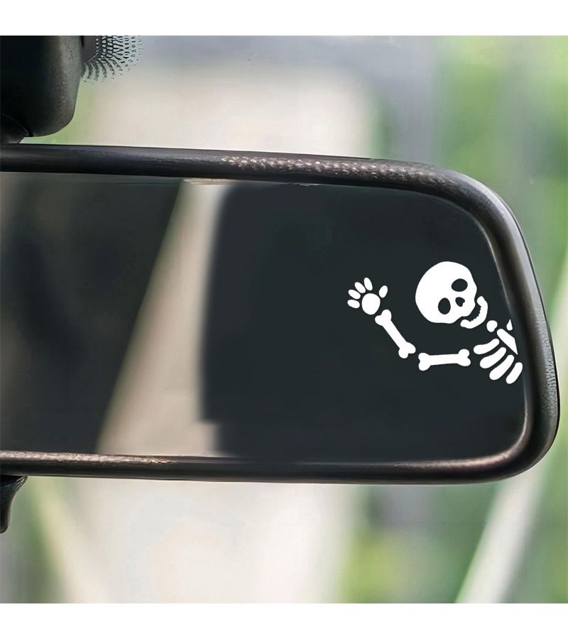 White Skull Pattern 2 Pack Car Side Window Sunshade Stickers Waterproof Scratch Resistant - Image 1